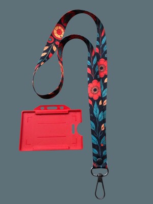 Staffy Tasarım Çiçek 103 Temalı Yaka Ipi ve Kartlık