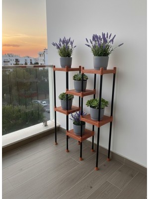 Lider Tunç Tuniva Mira Modern Tasarım Basamaklı Çiçeklik Standı - Çok Amaçlı Balkon ve Ev Rafı