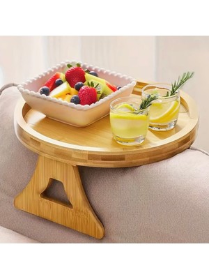 Hane216 Bambu Ayarlanabilir Koltuk Sehpası , Katlanabilir Koltuk Kenarı Tepsisi ,koltuk Matı ,yan Sehpa