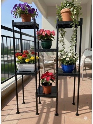 Lider Tunç Tuniva Mira Modern Tasarım Basamaklı Çiçeklik Standı - Çok Amaçlı Balkon ve Ev Rafı