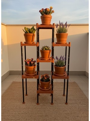 Lider Tunç Tuniva Perla Modern Tasarım Basamaklı Çiçeklik Standı - Çok Amaçlı Balkon ve Ev Rafı