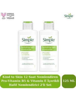 Simple Kind To Skin 12 Saat Nemlendiren Pro-Vitamin B5 & Vitamin E Içerikli Su Bazlı Nemlendirici 125 ml X2