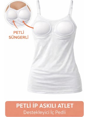 Qulat 2'li Petli Ip Askılı Atlet- Destekleyici Süngerli Basic
