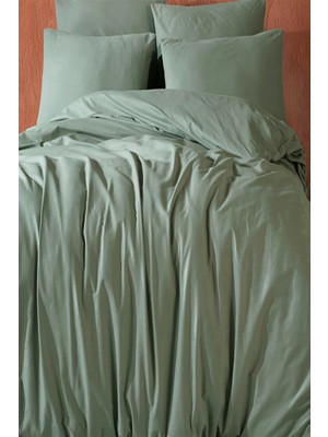 More Home Tek  Kişilik Yorgan Kılıfı + Yastık Kılıfı Suyeşili