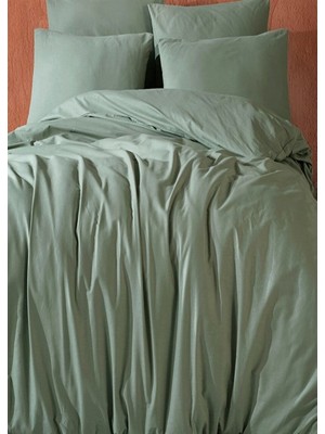 More Home Lastikli Çarşaf  Tek Kişilik Nevresim Takımı Su Yeşili