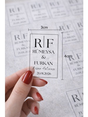 Fiore Hediyelik Şeffaf Etiket (3×4 cm 49 Adet) Kişiye Özel | Nişan Söz Düğün Kına Doğum Etiketi