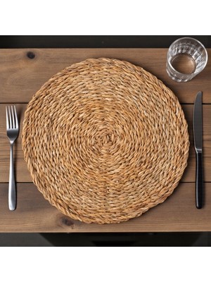 Ar&Be 6 Adet Hasır Supla Örgü Amerikan Servis Tabak Tava Tencere Altlığı Bambu Sofra Servis Sunum Yanmaz