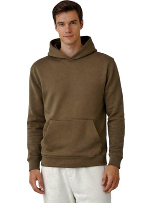 Kapüşonlu Sweatshirt - Kahve