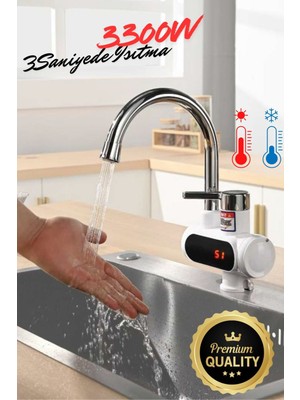 Wevolt Premium Serisi Yeni Nesil Elektrikli Ani Su Isıtıcı Termal Şofben Musluk Spiral Başlık Hediye (Alttan Giriş)