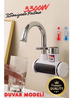 Wevolt Premium Serisi Yeni Nesil Elektrikli Ani Su Isıtıcı Termal Şofben Musluk Spiral Başlık Hediye(Duvar Giriş)