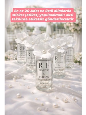 Fiore Hediyelik Cam Şişe Islak Dokulu Ortanca Çiçek Incili Hediyelik Söz,nişan,düğün,kına,nikah Hediyelik – 10 Adet
