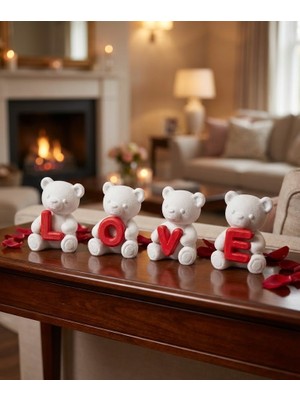 Love Temalı Ayıcık Biblo – Romantik Dekor ve Hediye