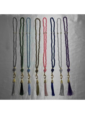 AhEs Shopping Karışık Renkli 8’li Inci Görünümlü Namaz Tesbih Seti – Püsküllü, Hediyelik Tesbih