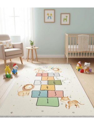 Sevimli Dostlar Seksek Çocuk Odası Halısı