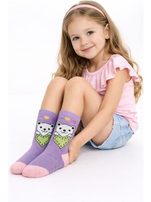 Gigi Giyim Kalpli Ayıcıklı Kız Çocuk Soket Çorap