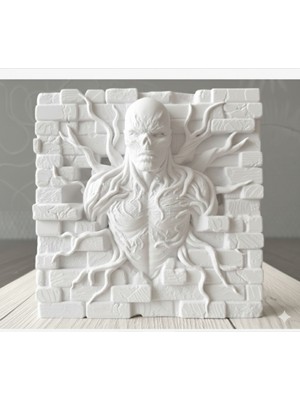 Atölye Matris Stranger Things Vecna Rolyef 13 x 13 cm 3D Baskı Pla Plastik Beyaz Biblo Dekoratif Obje