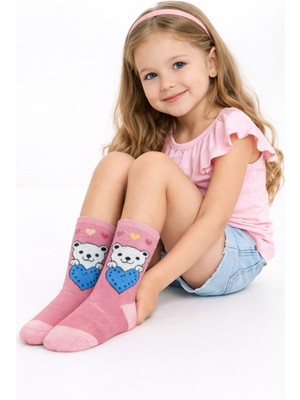 Gigi Giyim Kalpli Ayıcıklı Kız Çocuk Soket Çorap