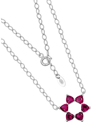 BymissMücevherat ‘aşkın Fısıltısı’ Mekik Zincir Gerdanlık Kolye Ruby Kalp Taşlı 925 Ayar Gümüş