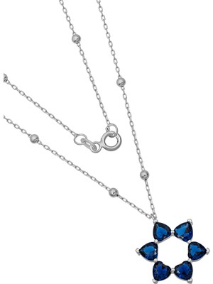 BymissMücevherat ‘aşkın Fısıltısı’ Dorika Zincirli Kolye Lacivert Zirkon Kalp Taşlı 925 Ayar Gümüş