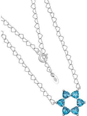 BymissMücevherat ‘aşkın Fısıltısı’ Kalp Zincirli Kolye Akuamarin Taşlı 925 Ayar Gümüş | Sevgililer Günü