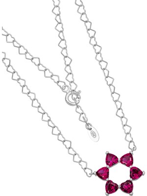 BymissMücevherat ‘aşkın Fısıltısı’ Kalp Zincirli Kolye Ruby Taşlı 925 Ayar Gümüş | Sevgililer Günü