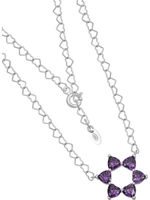 BymissMücevherat ‘aşkın Fısıltısı’ Kalp Zincirli Kolye Ametist Taşlı 925 Ayar Gümüş | Sevgililer Günü