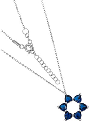 BymissMücevherat ‘aşkın Fısıltısı’ 45 + 5 cm Uzatmalı Zincir Lacivert Zirkon Kalp Taşlı 925 Ayar Gümüş Kolye