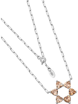 BymissMücevherat ‘aşkın Fısıltısı’ Ataç Zincir Gerdanlık Kolye Şampanya Rengi Sitrin Kalp Taşlı 925 Ayar Gümüş