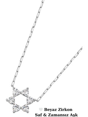 BymissMücevherat ‘aşkın Fısıltısı’ Ataç Zincir Gerdanlık Kolye Yeşil Zirkon Kalp Taşlı 925 Ayar Gümüş|sevgililer Günü