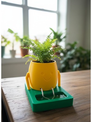 Prolaz Gülümseyen Figürlü Ipli Dekoratif Saksı Masaüstü Süs Eşyası