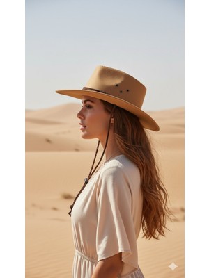 Reva Kadın Kahverengi Hasır Kovboy Şapka – Ayarlanabilir Ipli, Günlük