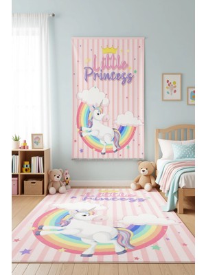 Gökkuşağı Unicorn Çocuk Odası Halısı