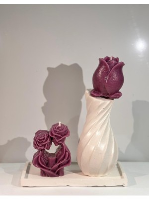 Rosealya Purple Love Candle-Romantik El Yapımı Mum