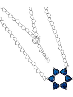 BymissMücevherat ‘aşkın Fısıltısı’ Kalp Zincirli Kolye Lacivert Zirkon Taşlı 925 Ayar Gümüş | Sevgililer Günü