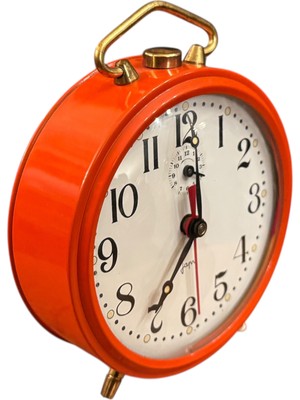 TT 1970 Ler 11 cm Çapında Turuncu Renk Fransız Japy Masa Saati