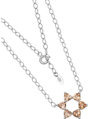 BymissMücevherat ‘aşkın Fısıltısı’ Mekik Zincir Gerdanlık Kolye Şampanya Rengi Sitrin Kalp Taşlı 925 Ayar Gümüş