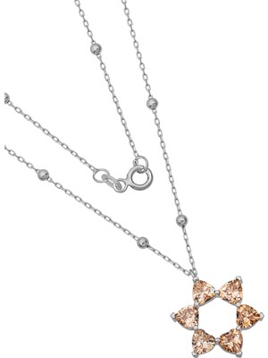 BymissMücevherat ‘aşkın Fısıltısı’ Dorika Zincirli Kolye Şampanya Rengi Sitrin Kalp Taşlı 925 Ayar Gümüş