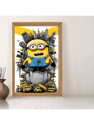 Lioncraft Minnions Tablo, Wallpaper, Duvar Tablosu, Çerçeveli Cam Tablo 50X70CM