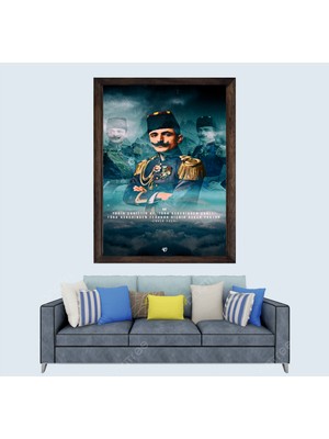 Lioncraft Osmanlı, Enver Paşa, Ittihatçılık Ölmez, Çerçeveli Cam Duvar Tablosu 50X70 cm