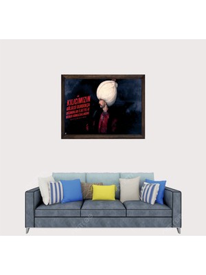 Lioncraft Osmanlı Padişaho Kanuni Sultan Süleyman Çerçeveli Cam Duvar Tablosu 50X70 cm