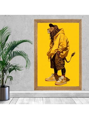 Lioncraft Ormanların Kralı Nike Aslanı Tablo, Wallpaper, Duvar Tablosu, Çerçeveli Cam Tablo 40X60CM