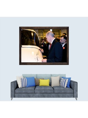 Lioncraft Cumhurbaşkanımız Recep Tayyip Erdoğan, Çerçeveli Cam Duvar Tablosu 40X60 cm SP13