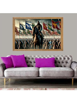 Lioncraft Türk Savaşçı Tablo, Çerçeveli Cam Tablo 40X60 cm