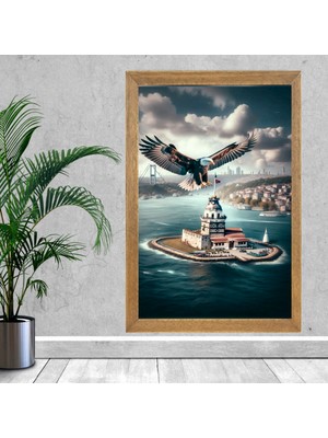 Lioncraft Istanbul Kız Kulesi Tablo, Wallpaper, Duvar Tablosu, Çerçeveli Cam Tablo 50X70CM