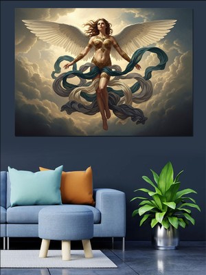 Karizma Tablo Melek Kadın Savaşçı Dekoratif Kanvas - Mdf Ahşap Tablo