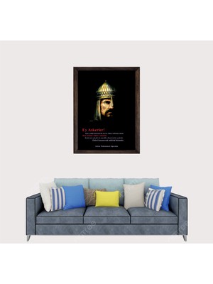 Lioncraft Türkçü, Selçuklu Devleti Sultan Alparslan Çerçeveli Cam Duvar Tablosu 40X60 cm Sp1