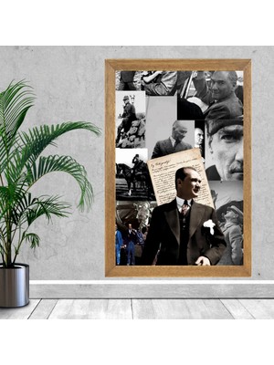 Lioncraft Mustafa Kemal Atatürk Tablo, Çerçeveli Cam Tablo 50X70 cm