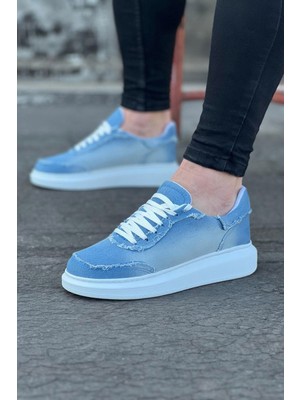 Zapatos WG018 Erkek Günlük Bağcıklı Kot Kumaş Spor Sneaker Ayakkabı Tbt - Açık Mavi