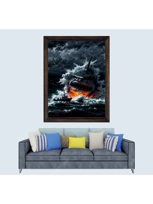 Lioncraft Köpekbalığı Çerçeveli Duvar Tablosu 50X70 cm