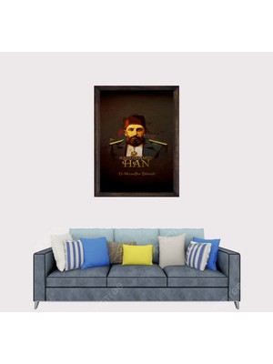 Lioncraft Osmanlı Abdülhamit Han D3  Çerçeveli Duvar Tablosu 40X60 cm